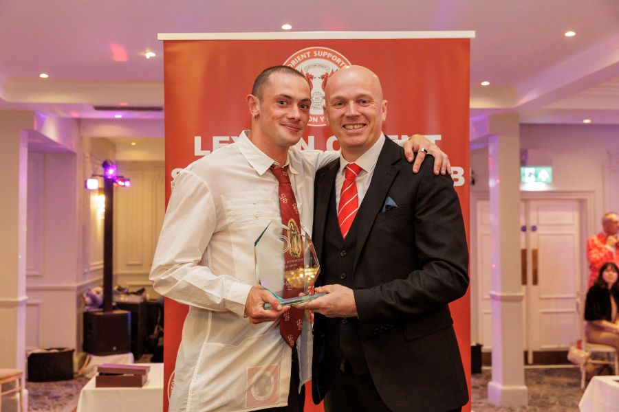 LOSC Merit Award 2026 sponsored by TheOsZone.com - l-r Theo Archibald, Barri Twinn 